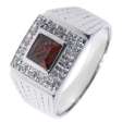 Кольцо, серебро 925, гранат синт,циркон 908 02 21-03867 2010 г инфо 10821r.