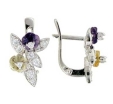 Серьги с цитрином, фианитом и аметистом R2A0LS9756 2009 г инфо 11606r.